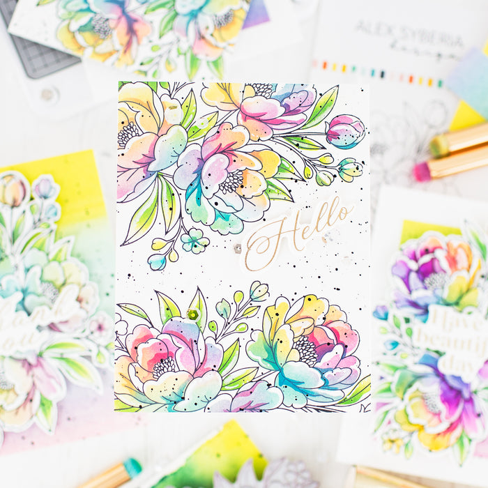 Lush Peony Bouquet Press+Foil Plate