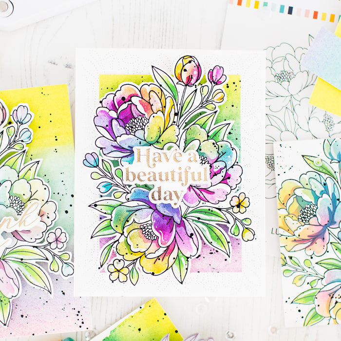 Lush Peony Bouquet Press+Foil Plate