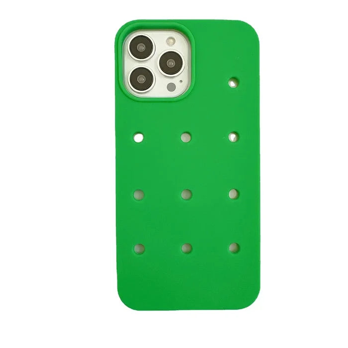 Green phone case with holes.