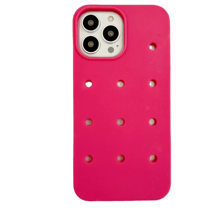 Hot pink phone case with holes.