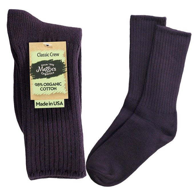 maggie's organics organic cotton crew socks - classic, purple
