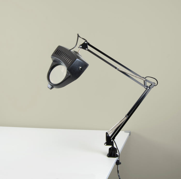 Magnifying Desktop Lamp for Craft/Sewing/Hobbies/Reading with Clamp Base and LED Bulb Black 12308