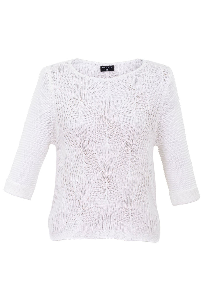 Marble 6912 102 White Loose Knit Jumper - Dotique - Marble