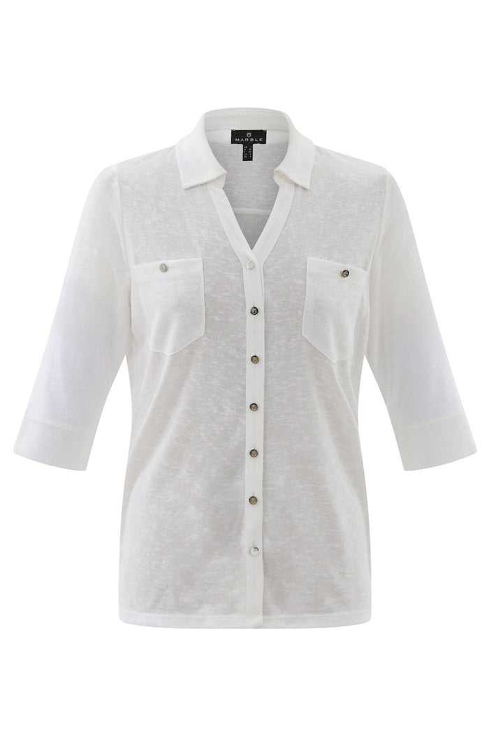 Marble 7844 102 3/4 Sleeve Shirt Off White - Dotique
