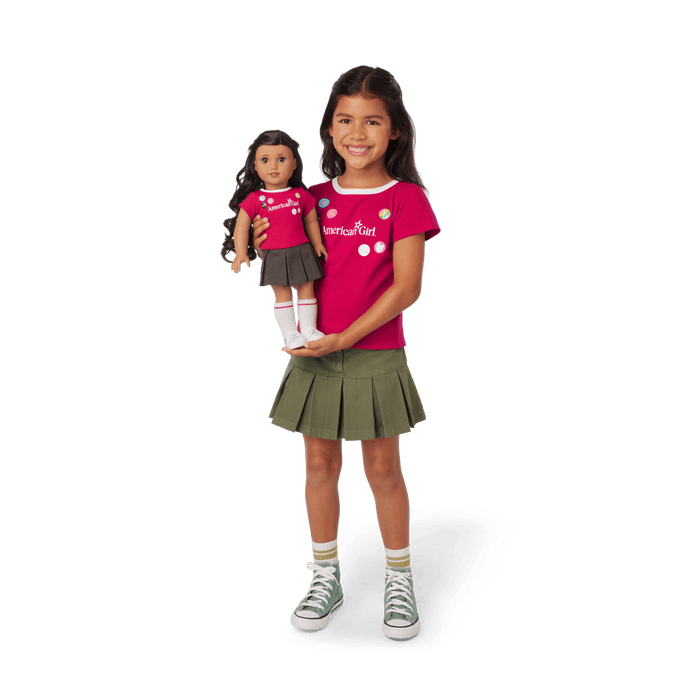 Matching AG™ Grin Pins Ringer Tee Set for Girls & 18-inch Dolls