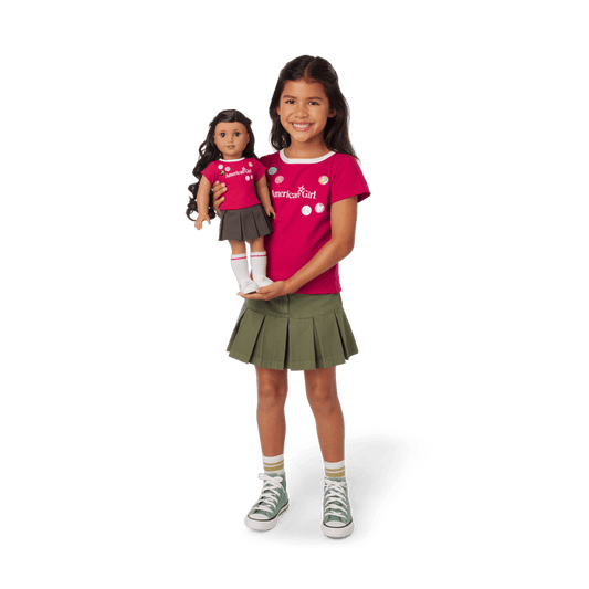 Matching AG™ Grin Pins Ringer Tee Set for Girls & 18-inch Dolls
