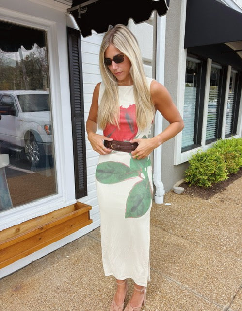 Maxi Rose Belted Dress