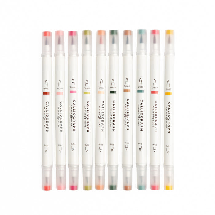 Meadow & Vine Set of 10 Calliograph Pens - Archer and Olive