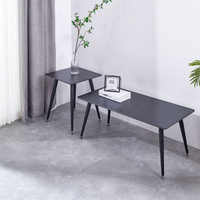 Mendy Black Sintered Stone End Table with Metal Legs by Criterion™ -Home Living Store - -