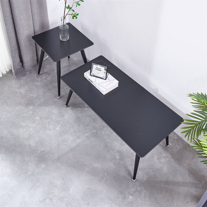 Mendy Black Sintered Stone End Table with Metal Legs by Criterion™ -Home Living Store - -
