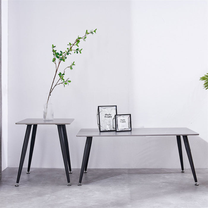 Mendy Grey Sintered Stone End Table with Metal Legs by Criterion™ -Home Living Store - -