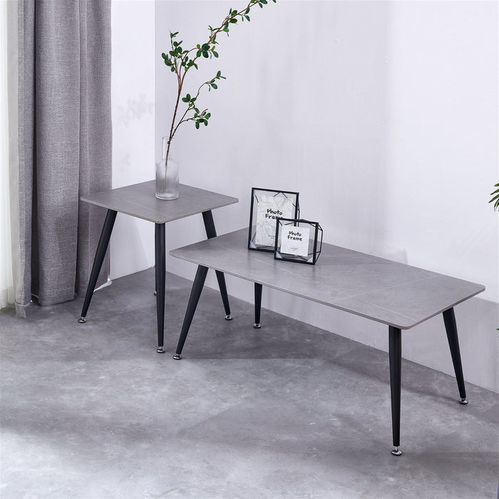 Mendy Grey Sintered Stone End Table with Metal Legs by Criterion™ -Home Living Store - -