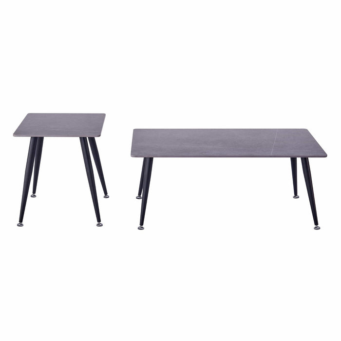 Mendy Grey Sintered Stone End Table with Metal Legs by Criterion™ -Home Living Store - -