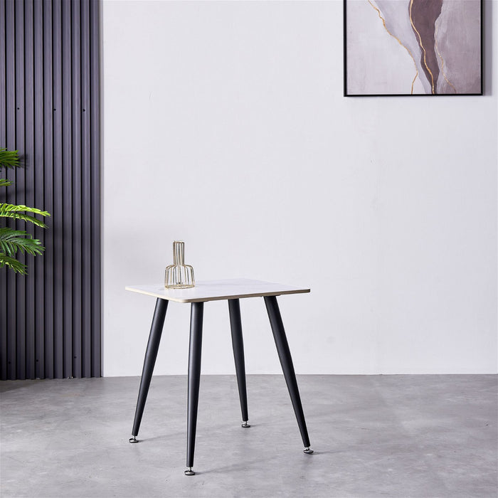 Mendy White Sintered Stone End Table with Metal Legs by Criterion™ -Home Living Store - -