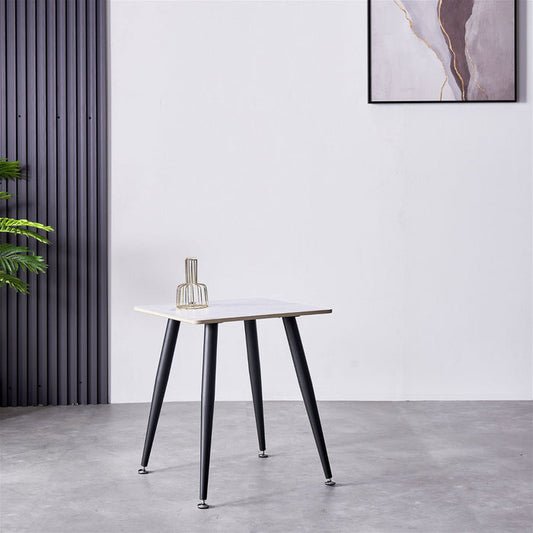 Mendy White Sintered Stone End Table with Metal Legs by Criterion™ -Home Living Store - -