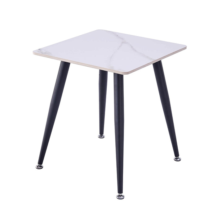 Mendy White Sintered Stone End Table with Metal Legs by Criterion™ -Home Living Store - -