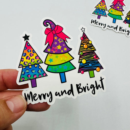 Merry and Bright Trees Vinyl Stickers