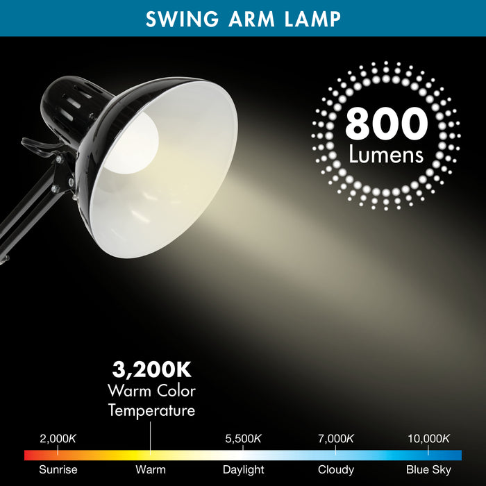 Metal Swing Arm Clamp Lamp for Drafting/Drawing/ Adjustable Top Tables with LED Bulb Included Black- 12022