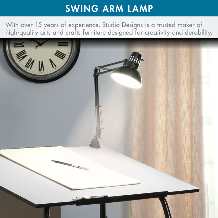Metal Swing Arm Clamp Lamp for Drafting/Drawing/ Adjustable Top Tables with LED Bulb Included Black- 12022