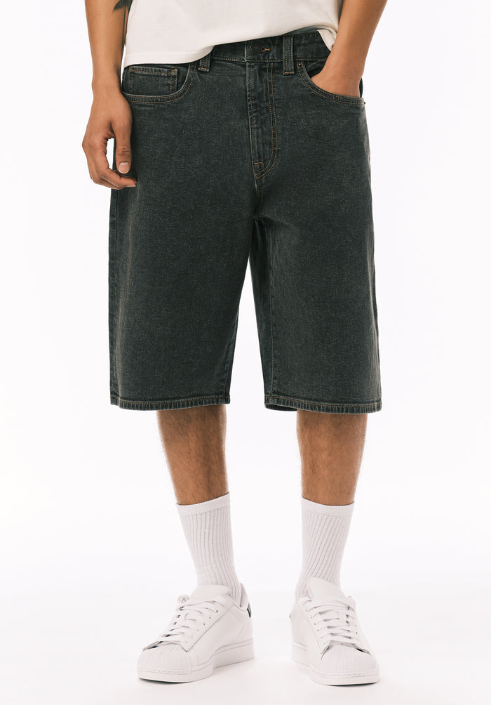 Buffalo Men Shorts Black Denim Denim Shorts Stretch Zip Fly