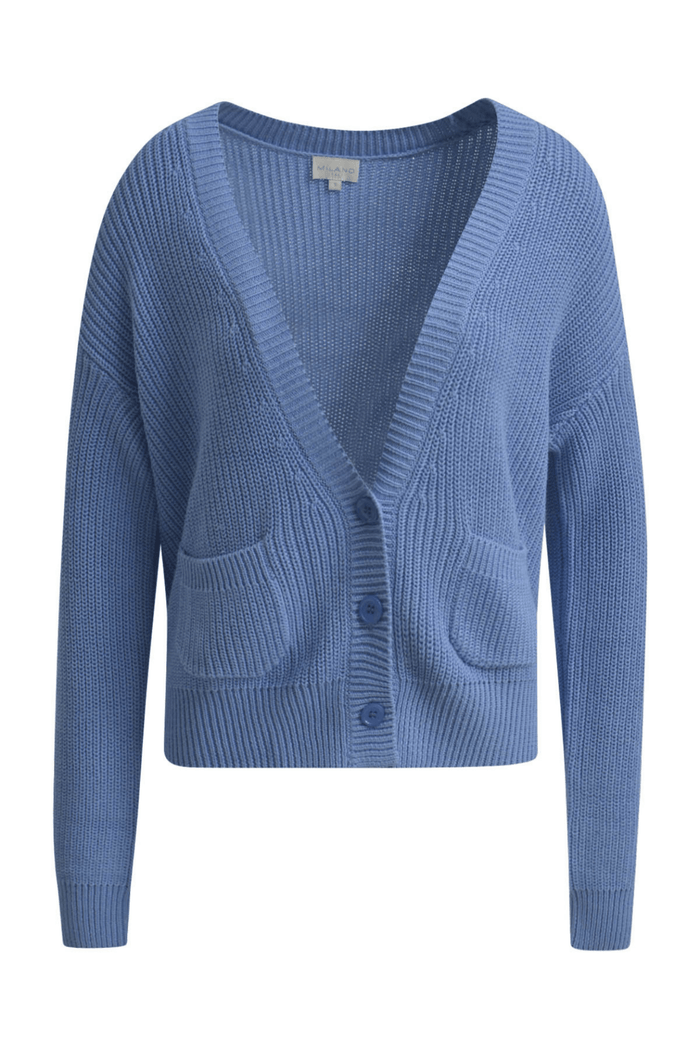 Milano 51 - 5492 - 9027 622 Azur Cardigan with Button Placket and 1/1 Sleeves - Dotique