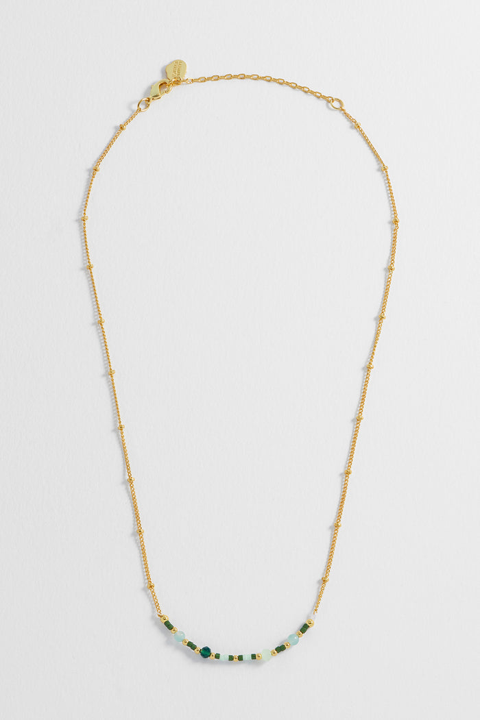 Mini Green Beaded Chain Necklace