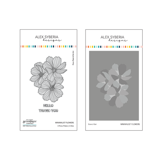 Minimalist Flowers Press Plate & Die Set & Stencil Bundle