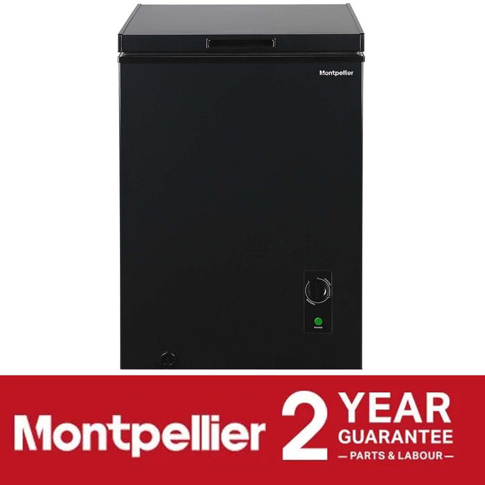 Montpellier MCF99BK-ECO Black 99L Freestanding Chest Freezer, Garage Suitable