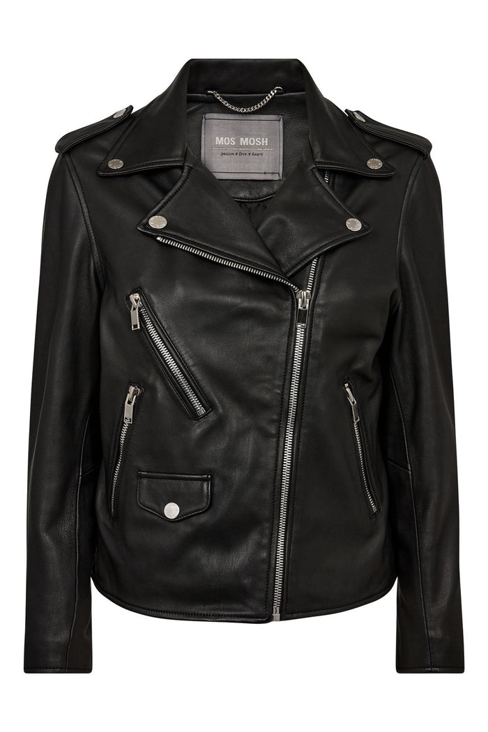 Mos Mosh 168830 MMMitchel Mol Black Leather Biker Style Jacket - Dotique