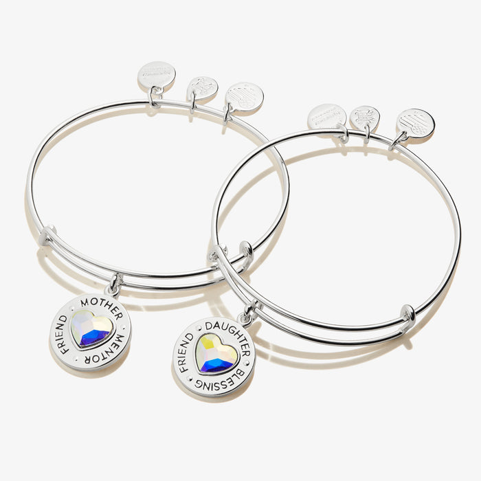 Mother Daughter Charm Bangles, Set of 2