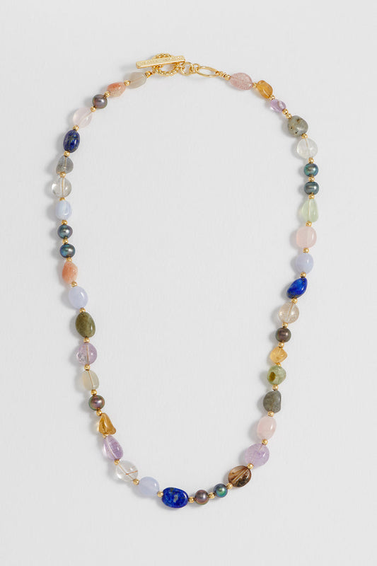 Multi Beaded T Bar Necklace