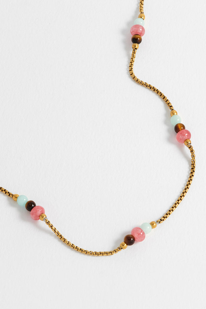 Multi Gemstone Rope Chain Necklace