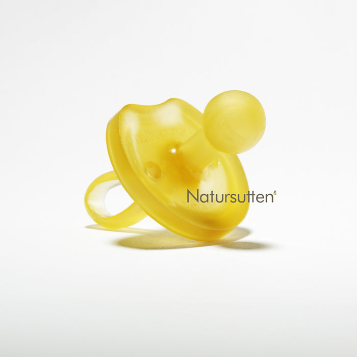 100% natural rubber large (12+ month) round butterfly shaped pacifier is molded in one piece & environment friendly