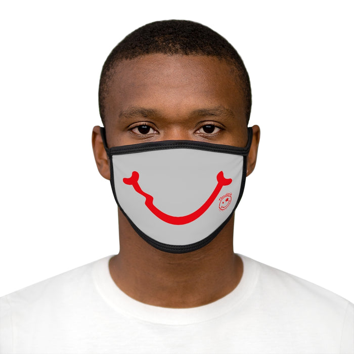 Nerdee's - "Smiley Face" with Logo (RED Design 01) - Mixed-Fabric Face Mask - Light Gray