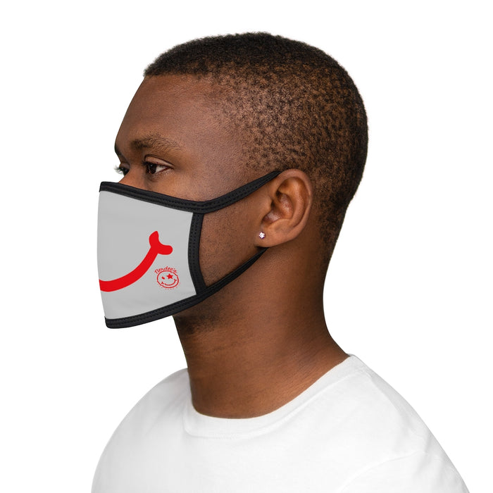 Nerdee's - "Smiley Face" with Logo (RED Design 01) - Mixed-Fabric Face Mask - Light Gray