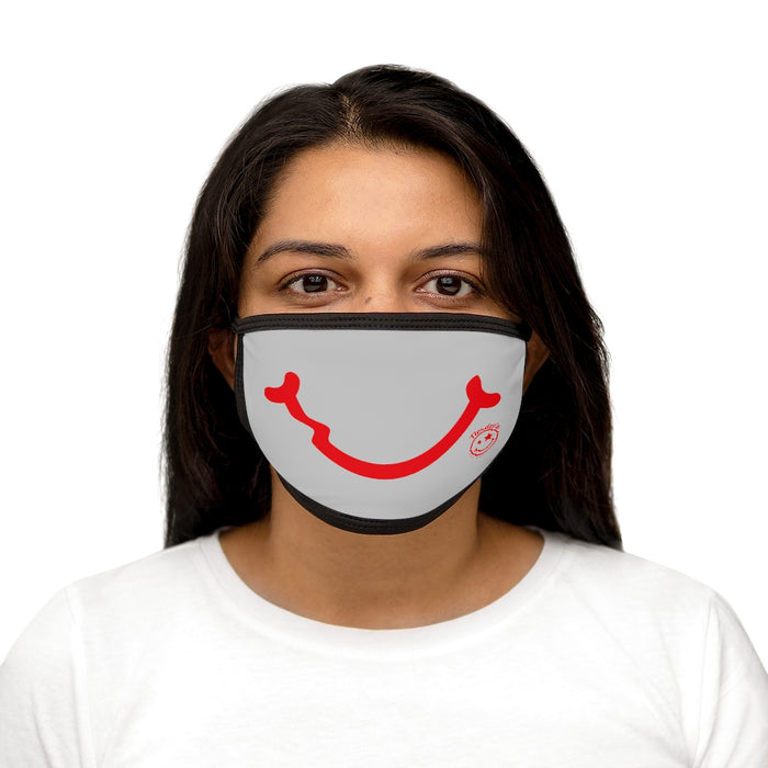 Nerdee's - "Smiley Face" with Logo (RED Design 01) - Mixed-Fabric Face Mask - Light Gray