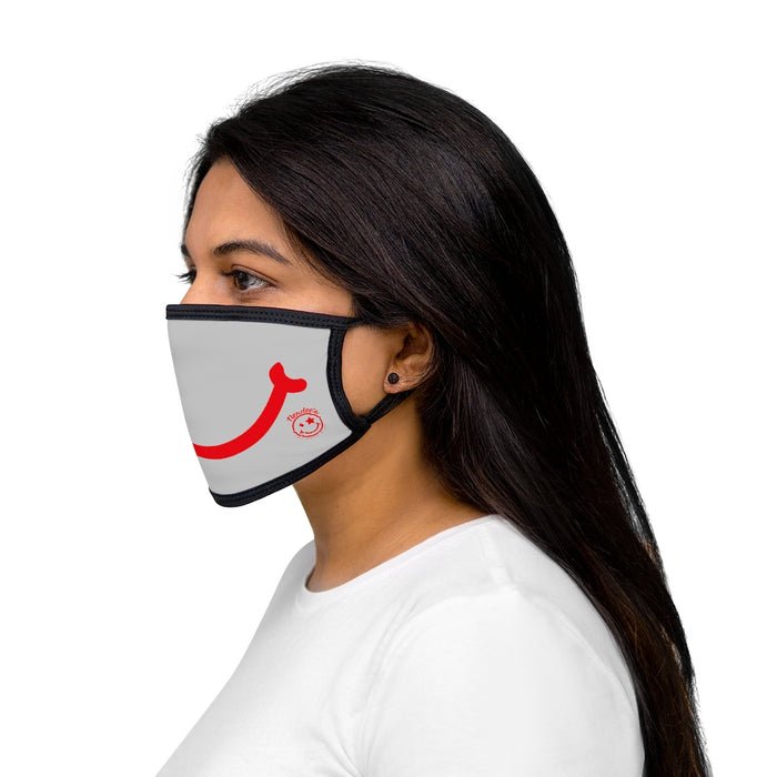Nerdee's - "Smiley Face" with Logo (RED Design 01) - Mixed-Fabric Face Mask - Light Gray