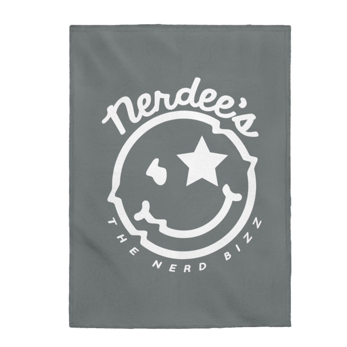 Nerdee's Official Logo - Velveteen Plush Blanket - Dark Gray