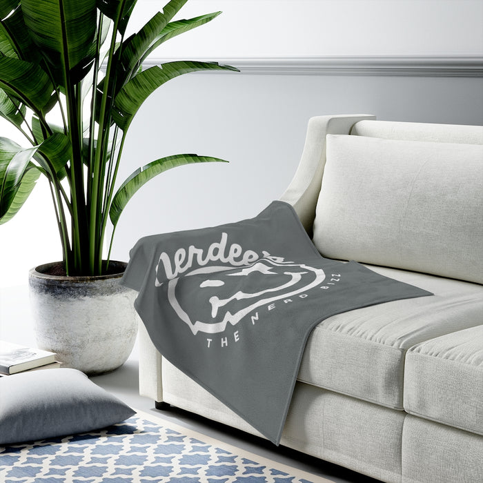Nerdee's Official Logo - Velveteen Plush Blanket - Dark Gray