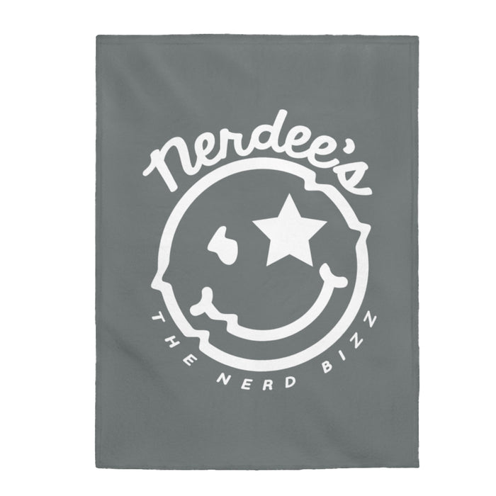 Nerdee's Official Logo - Velveteen Plush Blanket - Dark Gray