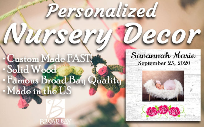 New Baby Picture Frame Upload Photo - Custom Name and Birthday - Broad Bay Personalized Gifts Shipped Fast