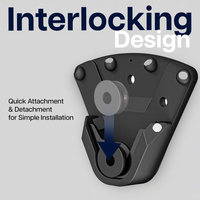 Diagram showing the interlocking design of the zero stud mount