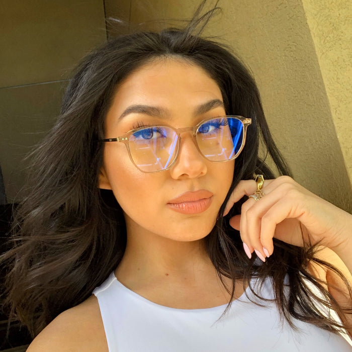 customer content - daniellemachuca wearing the noel rose crystal glasses