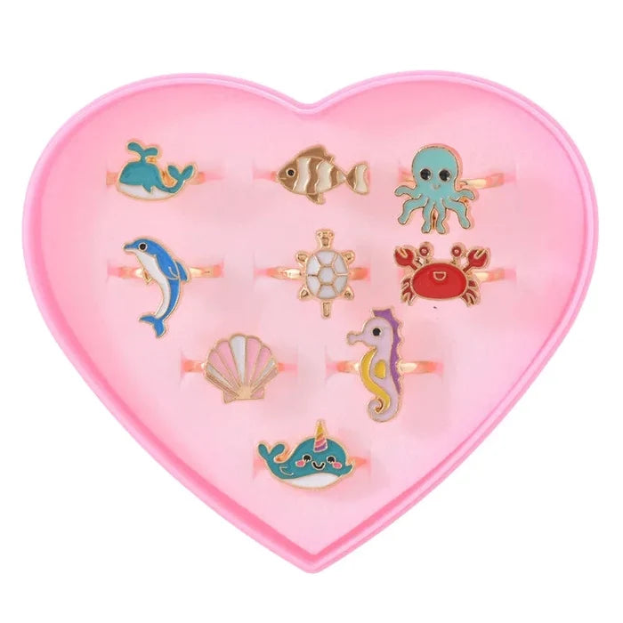 Ocean Rings In Heart Box