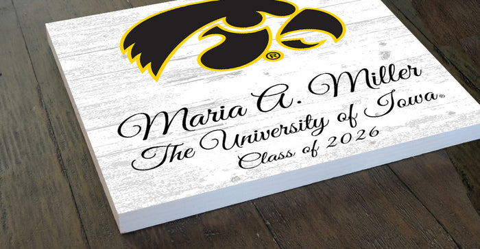 Official University of Iowa Class Year Plaque with Name - Gift For Alumni, Students, Graduation