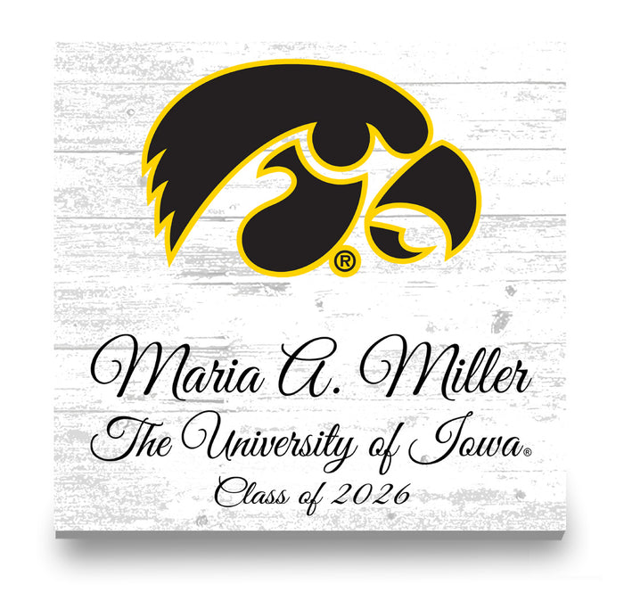 Official University of Iowa Class Year Plaque with Name - Gift For Alumni, Students, Graduation