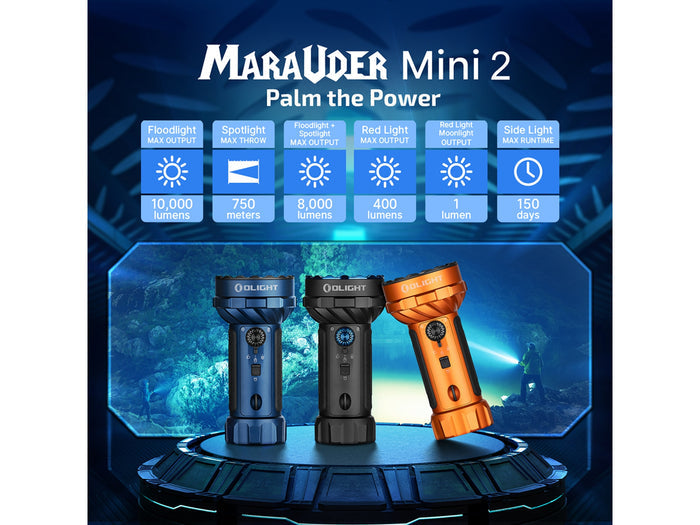 Olight Marauder Mini 2 Torch 10000 Lumens Rechargeable - Orange