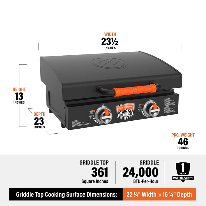 On The Go 22in Tabletop Griddle w/Hood - Blackstone Products
