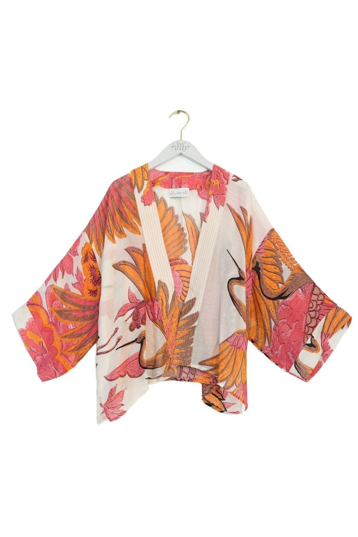 One Hundred Stars KIMCRAECR Crane Ecru Kimono - Dotique