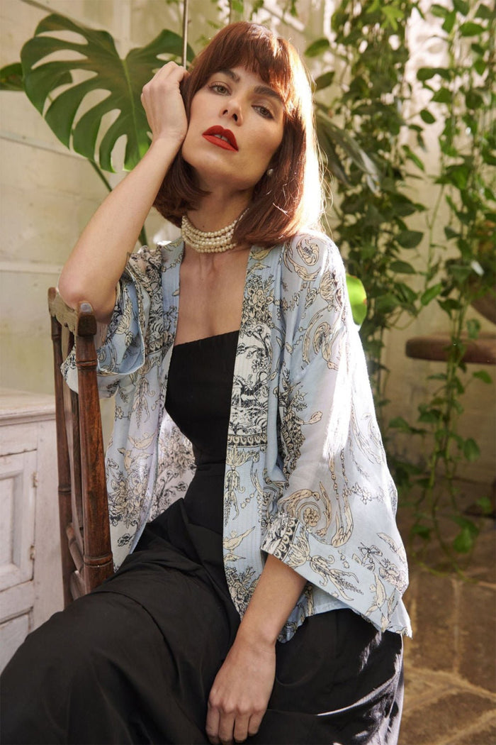 One Hundred Stars KIMVALSKY Valentine Sky Blue Kimono - Dotique